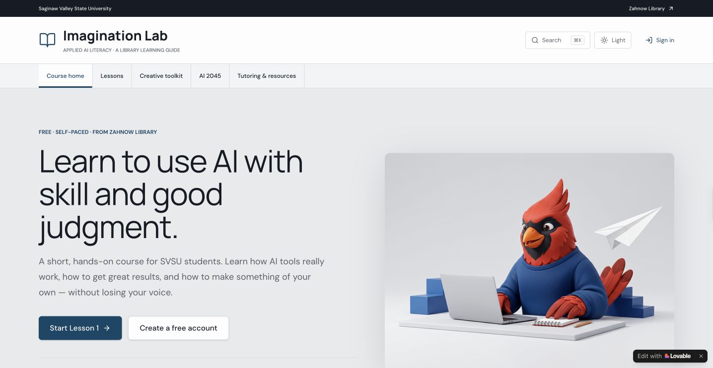 Imagination Lab and Applied AI Literacy public home page