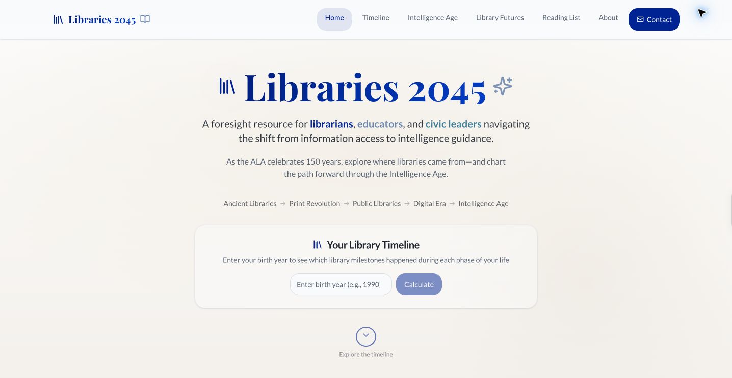 Libraries 2045 public home page
